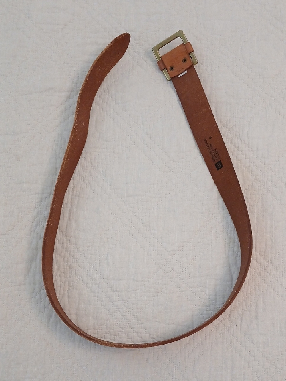 Leather Belt With Brass Buckle - Picture 4 of 8